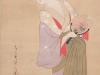 Гейша с веером (Хосода Еиши, 18 в.), шелк,  Хайфский музей японского искусства 